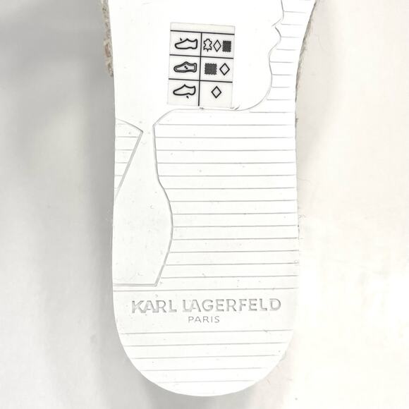 Karl Lagerfeld Alexi Sandal Sz 6.5 Tan Leather Espadrille Platform Slingback New - Picture 8 of 10